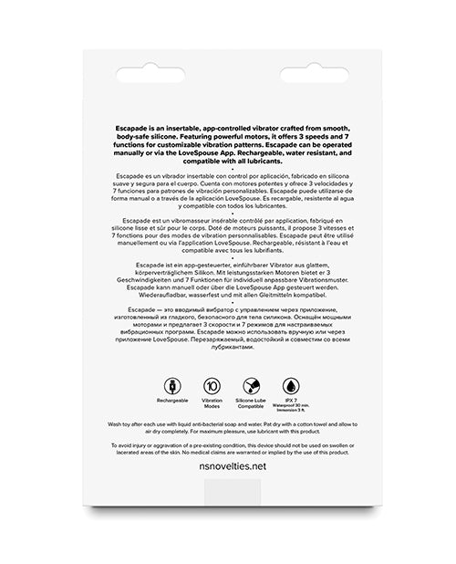 NS Novelties Love Notes Escapade App-Controlled Vibrator - Black