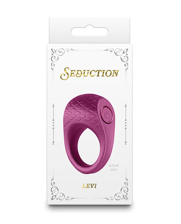 NS Novelties Seduction Levi Vibrating Cock Ring, Metallic Burgundy