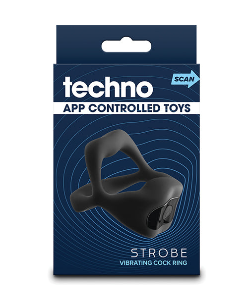 Ns novelties Techno Strobe App Controlled Vibrating Cock Ring, Black