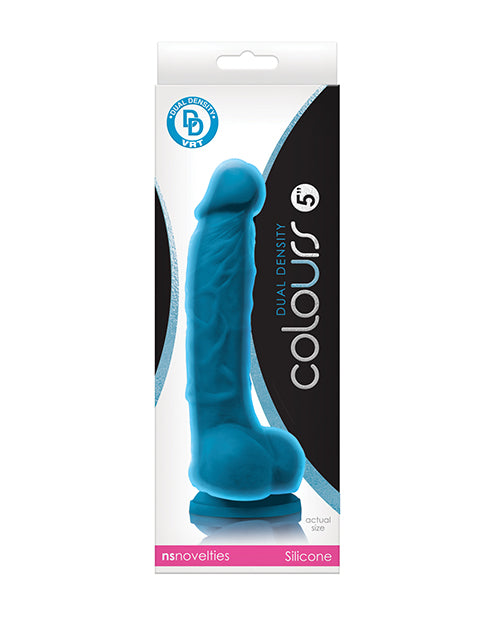 NS Novelties Colours Dual Density Dildo, 5-inch Blue Platinum Silicone