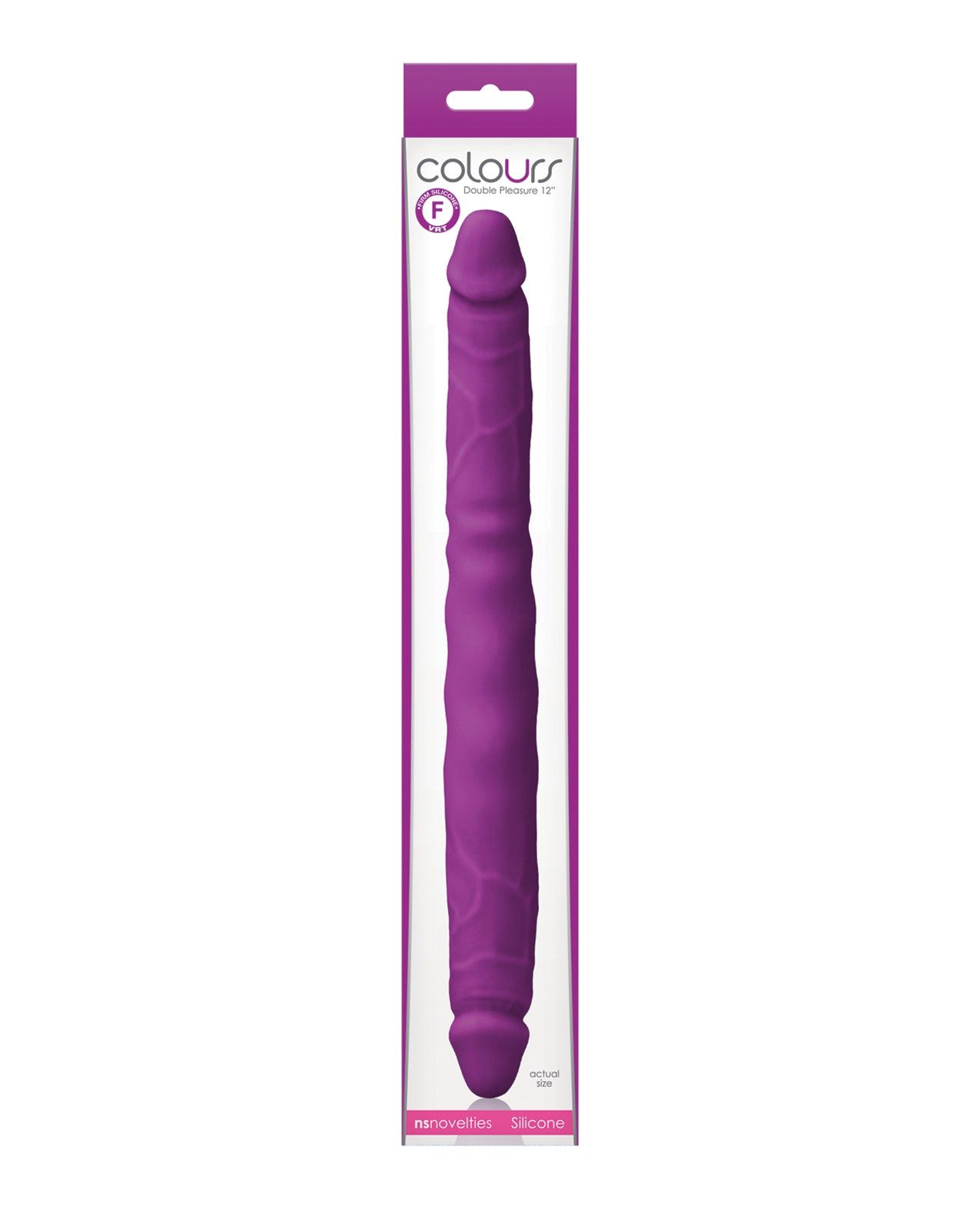 NS Novelties Colours Double Pleasure 12" Dual Ended Dildo, Purple Silicone