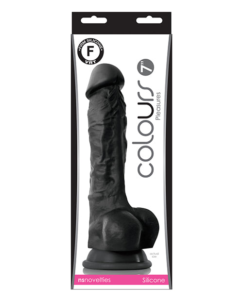 NS Novelties 7" Dong with Balls and Suction Cup, Black Silicone