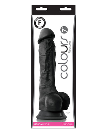 NS Novelties 7" Dong with Balls and Suction Cup, Black Silicone