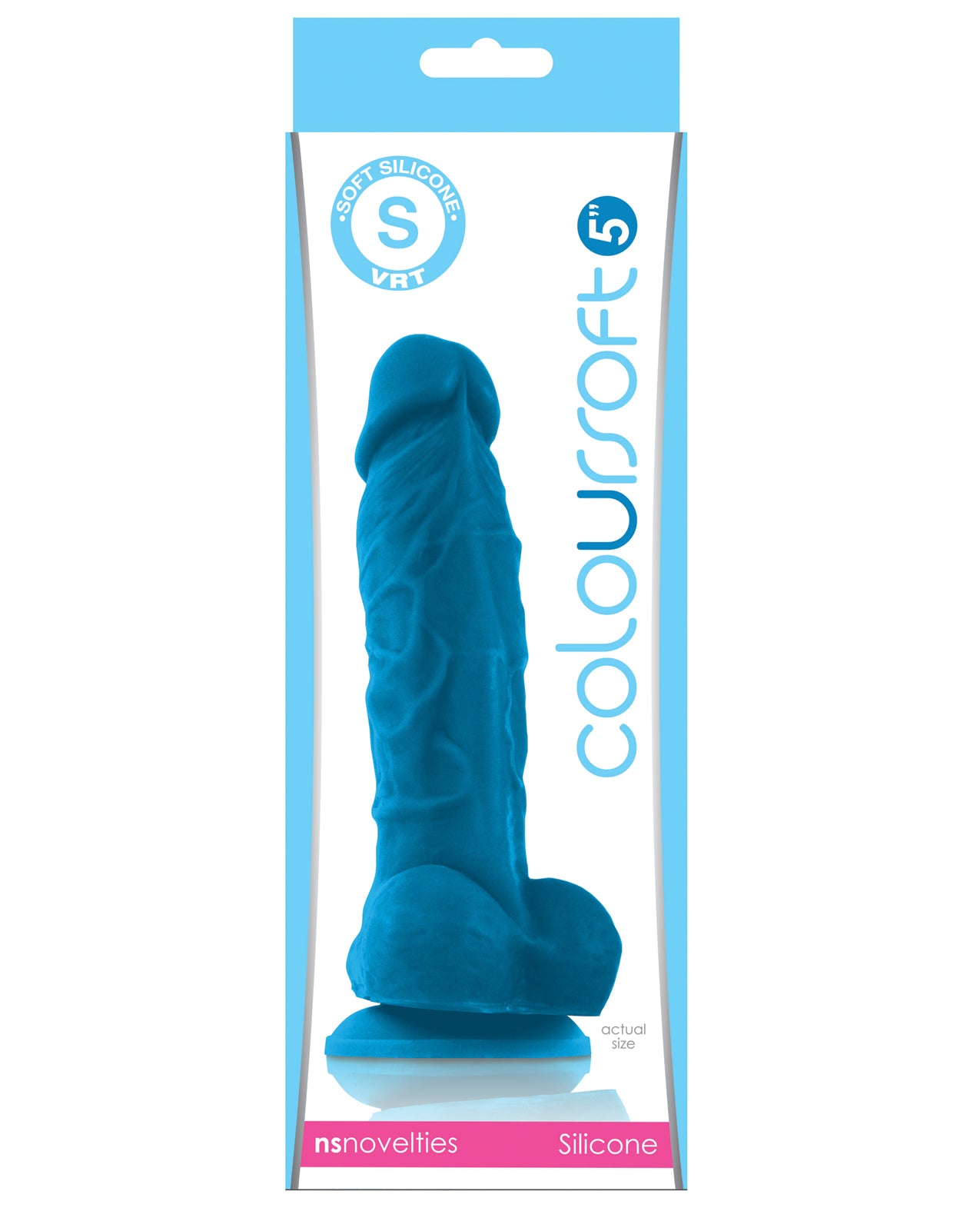 Ns novelties ColourSoft 5" Silicone Soft Dildo, Blue Suction Cup Base