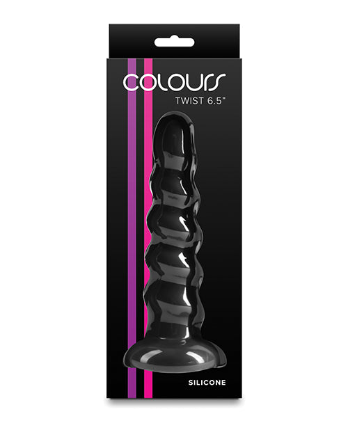 NS Novelties Colours Twist Silicone Strap-On Accessory, Black, 6.5 in.