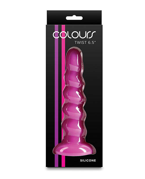 NS Novelties Colours Twist Silicone Suction Cup Dildo, Purple, 6.5 in.