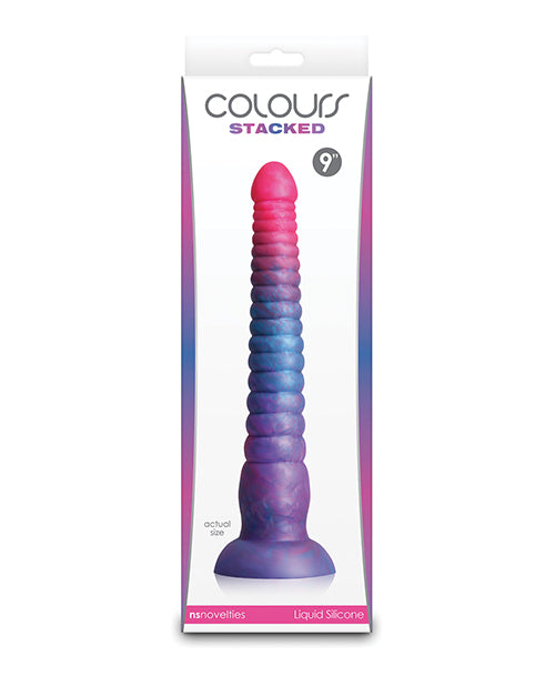 NS Novelties Colours Stacked 9" Dildo, Pink/Blue - Liquid Silicone