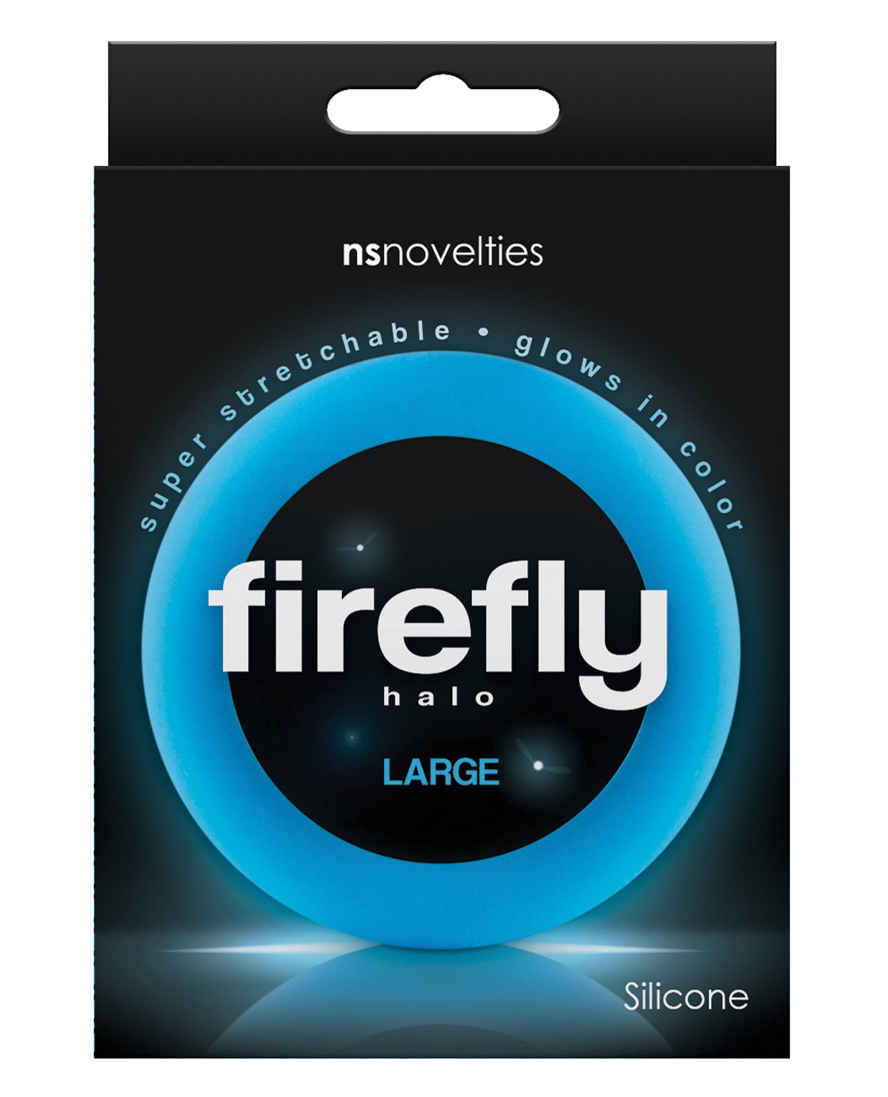 NS Novelties NSN-0473-47 Firefly Halo Large Cockring, Blue, Glow-in-the-dark