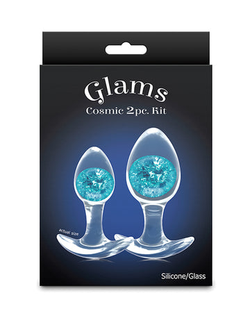 NS Novelties Cosmic Glams 2 pc Plug Kit, Blue – Body-Safe Silicone