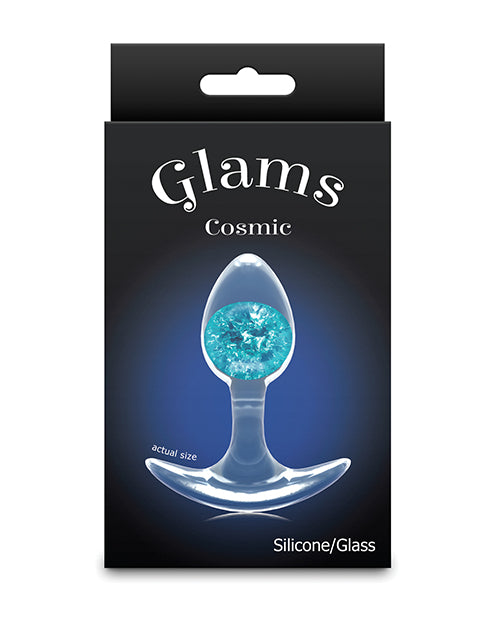 NS Novelties Cosmic Glams Small Silicone Plug with Blue Glass Marble