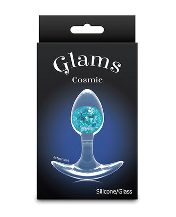 NS Novelties Cosmic Glams Small Silicone Plug with Blue Glass Marble