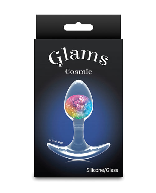 NS Novelties Cosmic Glams Small Silicone & Glass Plug, Rainbow