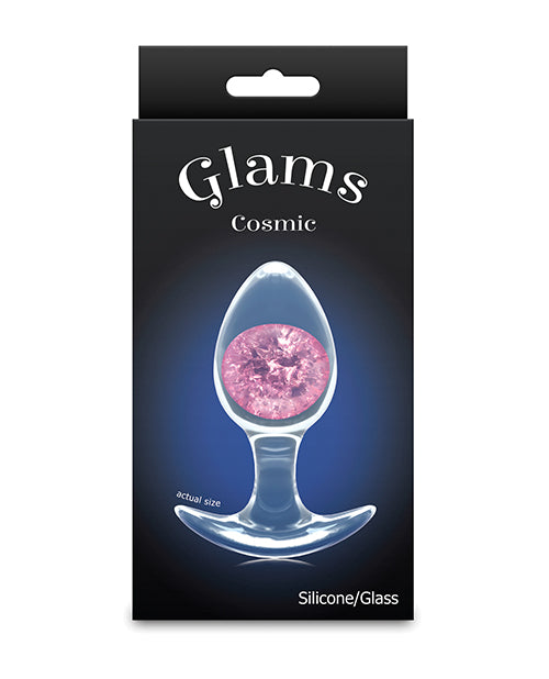 NS Novelties Cosmic Glams Medium Plug, Pink Silicone & Glass