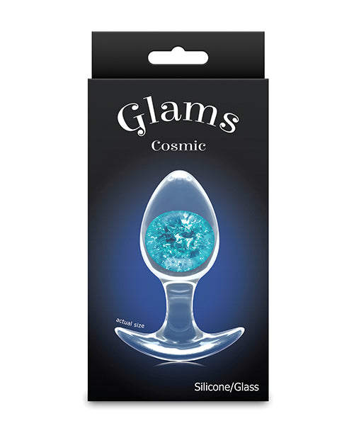 NS Novelties Cosmic Glams Medium Anal Plug, Blue with Internal Glass Marble