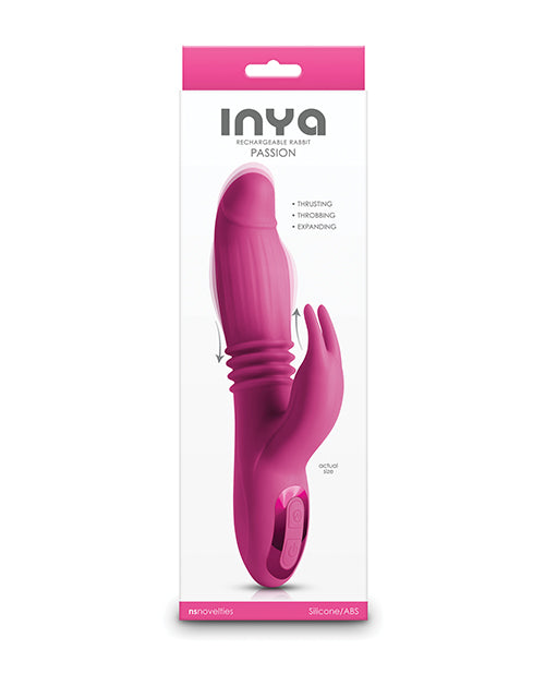 NS Novelties INYA Passion Rabbit Vibrator, Pink – Rechargeable Platinum Silicone