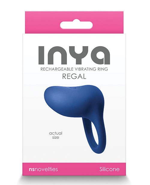 NS Novelties INYA Regal Rechargeable Vibrating Ring, Blue - 7 Functions