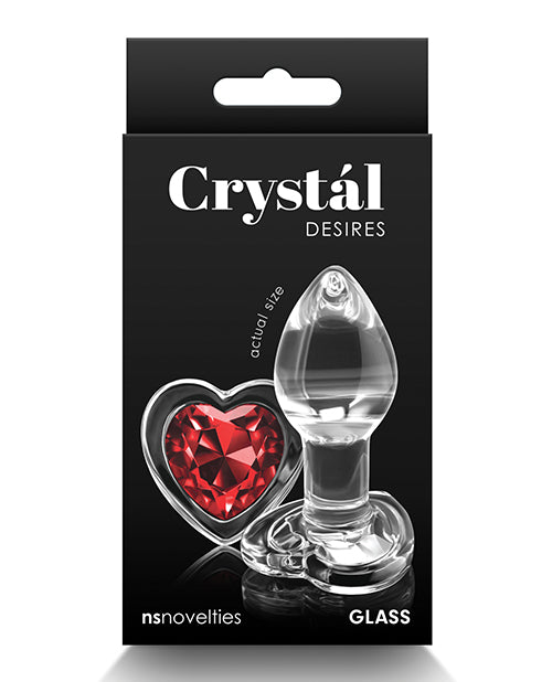 NS Novelties NSN-0719-01 Crystal Desires Glass Heart Butt Plug Small - Red