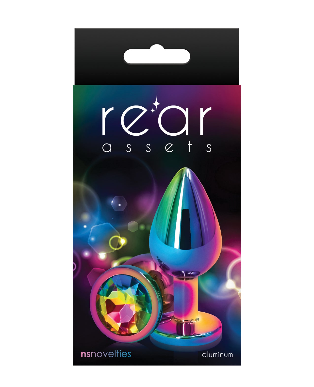 NS Novelties Rear Assets Multicolor Medium Rainbow Aluminum Anal Plug