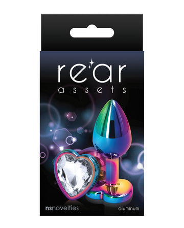 NS Novelties Rear Assets Multicolor Heart Small Anal Plug, Clear