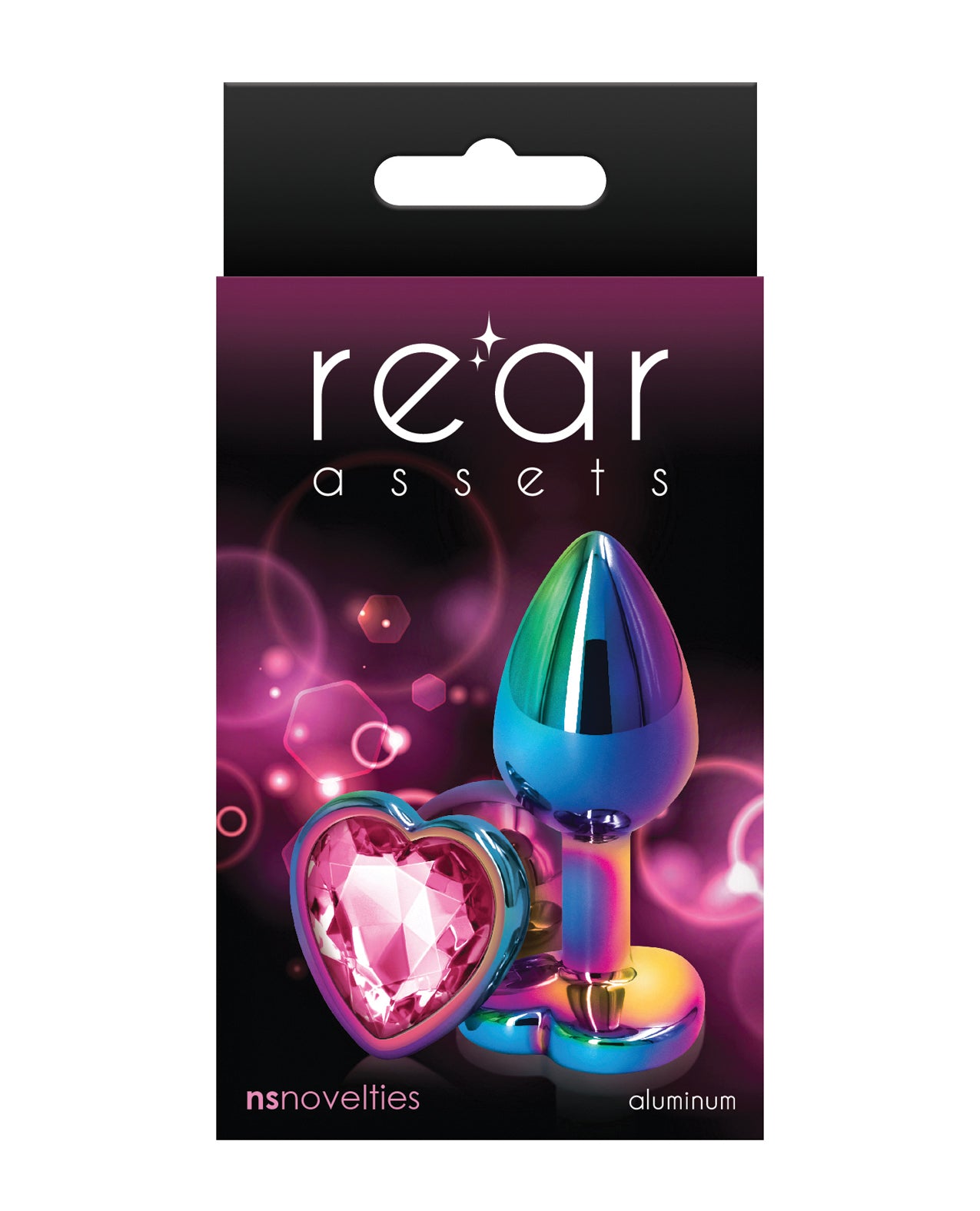 NS Novelties Rear Assets Multicolor Heart Anal Plug, Small Pink Aluminum