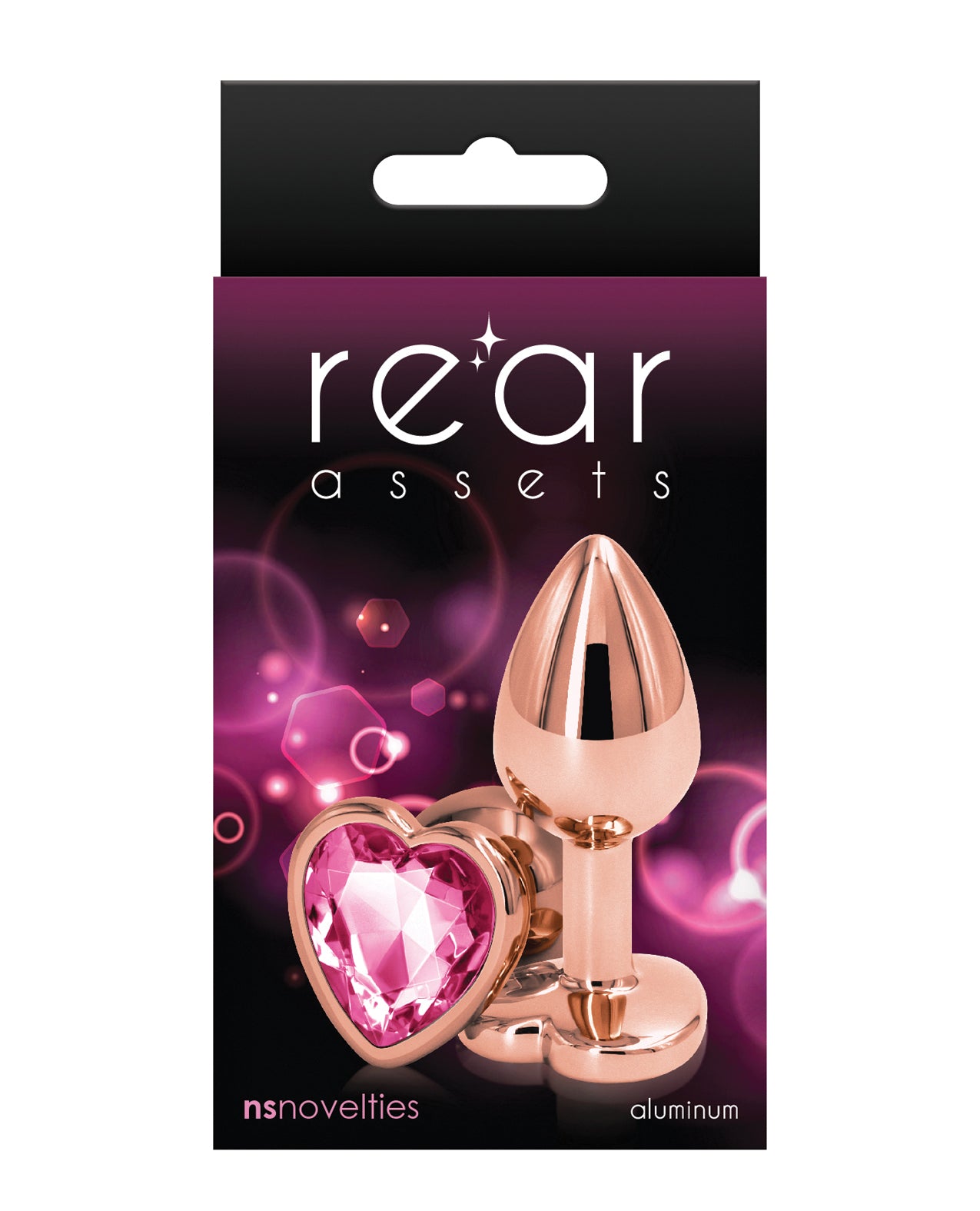 NS Novelties Rear Assets Rose Gold Heart Anal Plug, Small - Pink