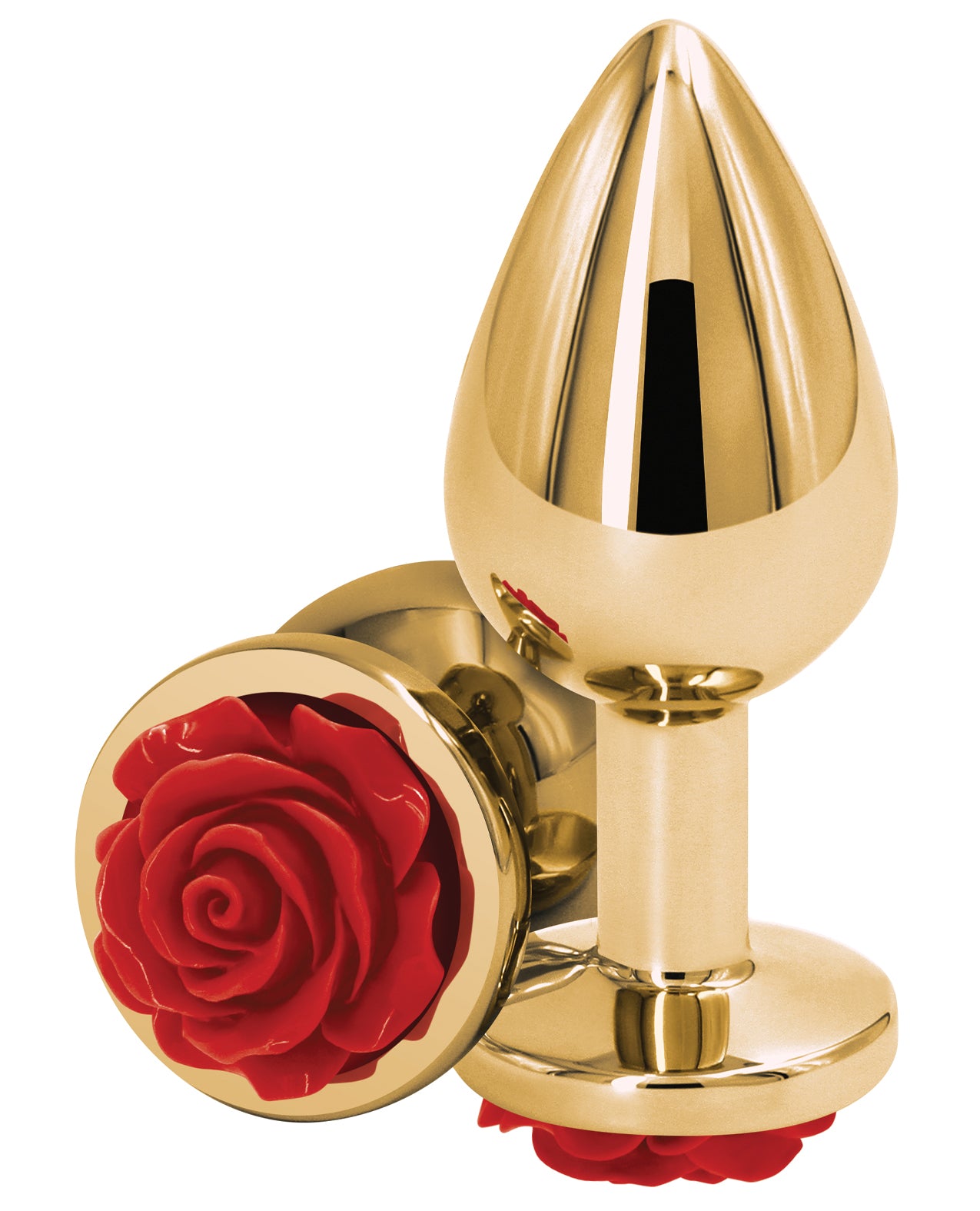 NS Novelties Rear Assets Medium Anal Plug, Red Chrome Rose