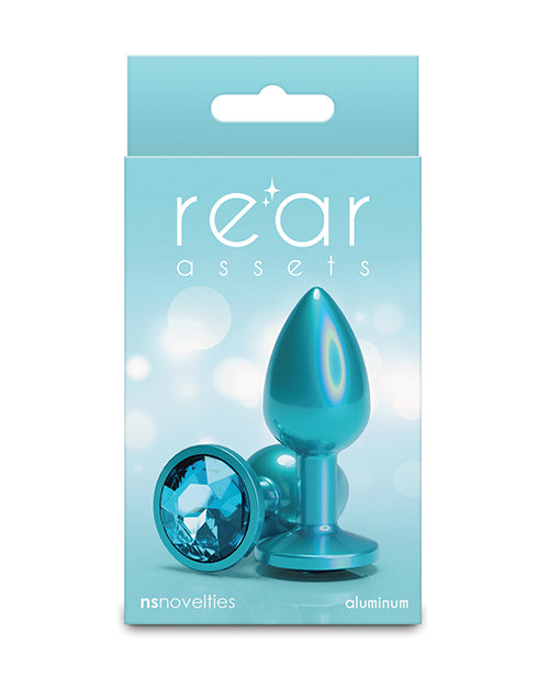 NS Novelties NSN-0968-07 Rear Assets Small w/Teal Gem, Teal Aluminum