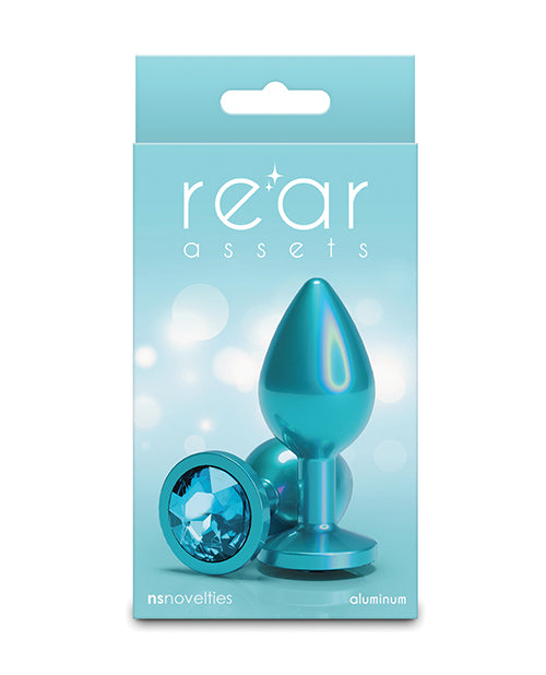 NS Novelties NSN-0968-17 Rear Assets Medium, Teal Gem, Iridescent Aluminum