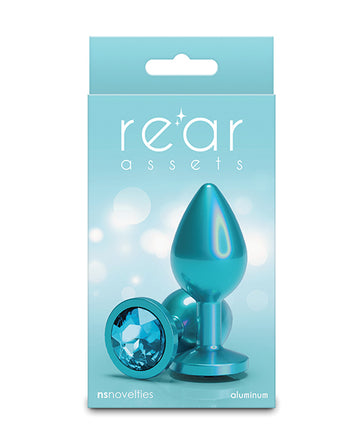 NS Novelties NSN-0968-17 Rear Assets Medium, Teal Gem, Iridescent Aluminum