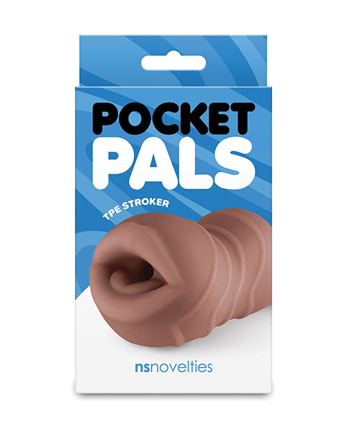 NS Novelties Pocket Pals Realistic Mouth Stroker, Body-Safe TPE - Brown