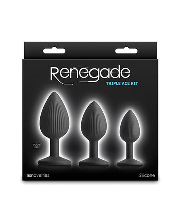 NS Novelties NSN-1105-80 Triple Ace Anal Kit, Black Silicone