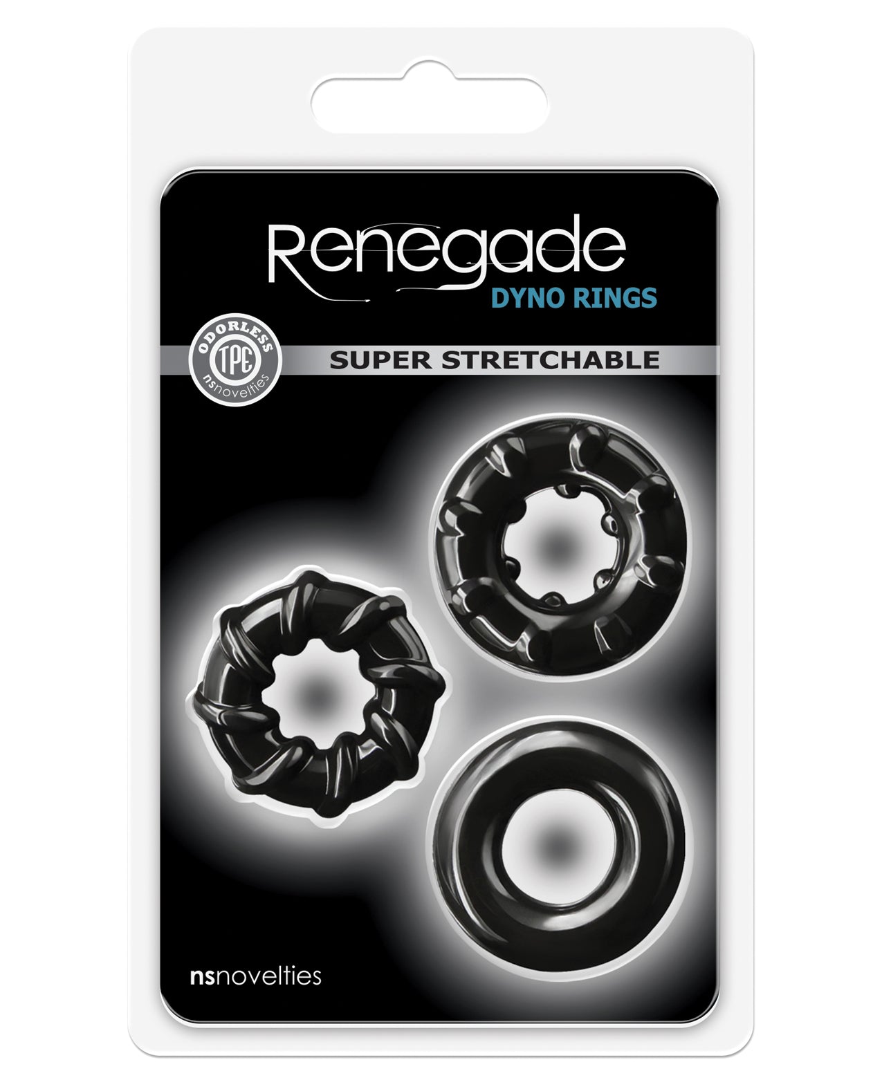 NS Novelties Renegade Dyno Rings, 3-Pack Black TPE