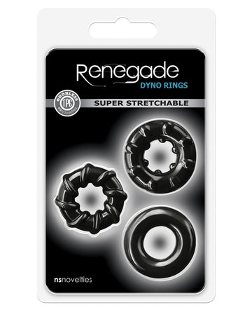 NS Novelties Renegade Dyno Rings, 3-Pack Black TPE