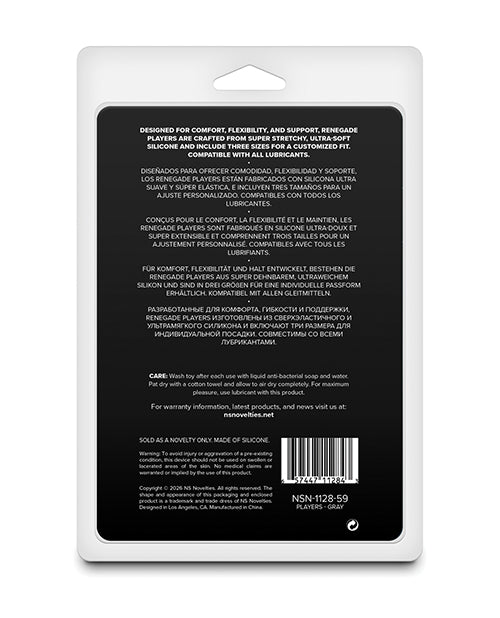 NS Novelties Renegade Players Silicone Adult Accessory, Gray