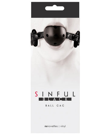 NS Novelties NSN-1221-13 Sinful Ball Gag, Adjustable, Black, Vinyl/ABS
