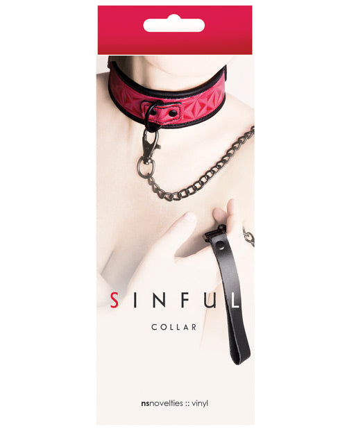 NS Novelties Sinful Collar with Leash, Pink – Adjustable & Nickel-Free