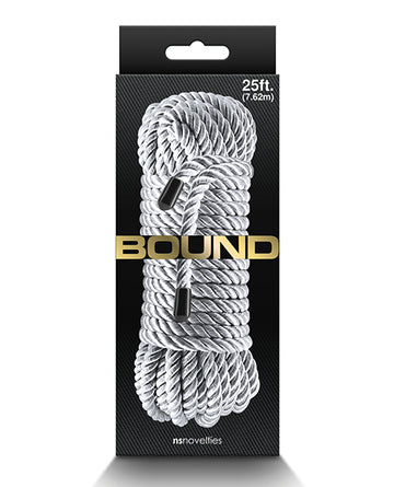 NS Novelties Bound Rope, Silver – 25ft Soft Polyester for Intimate Play