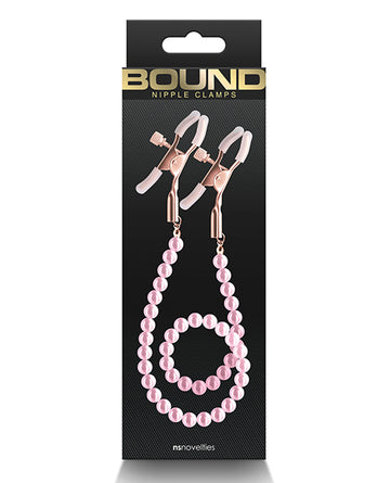 NS Novelties NSN-1302-44 Bound DC1 Nipple Clamps, Pink, Adjustable