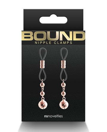 NS Novelties NSN-1302-61 Bound D1 Nipple Clamps, Rose Gold, Adjustable