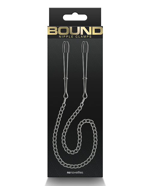 NS Novelties NSN-1303-11 Bound DC3 Nipple Clamps - Gunmetal, Iron/Silicone