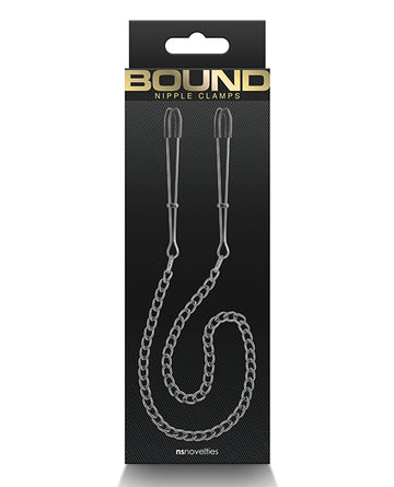 NS Novelties NSN-1303-11 Bound DC3 Nipple Clamps - Gunmetal, Iron/Silicone