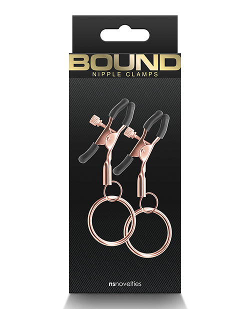 NS Novelties NSN-1303-26 Bound C2 Nipple Clamps, Rose Gold Adjustable