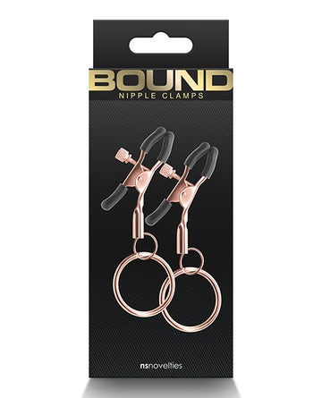 NS Novelties NSN-1303-26 Bound C2 Nipple Clamps, Rose Gold Adjustable