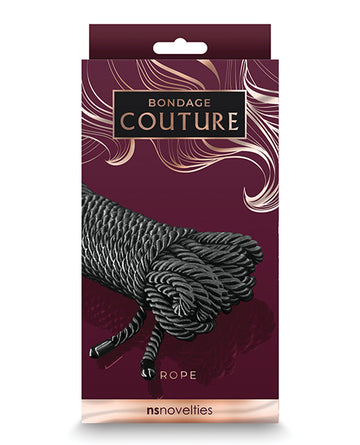 NS Novelties Bondage Couture Rope, Black, 25ft Length