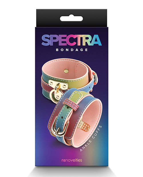 NS Novelties Spectra Bondage Ankle Cuffs, Rainbow Vegan Leather