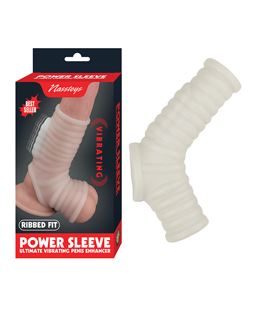 Nasstoys Vibrating Power Sleeve, Ribbed Fit - White