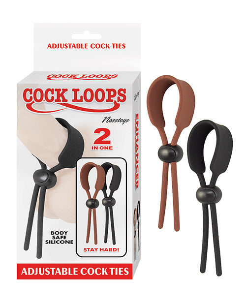 Nasstoys 3129 Cock Loops Adjustable Cock Ties, Black, ABS Plastic, Silicone