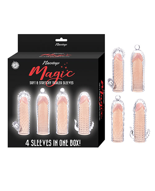 Nasstoys Magic Soft & Stretchy Tickler Sleeves, 4-Piece Set – Clear TPE
