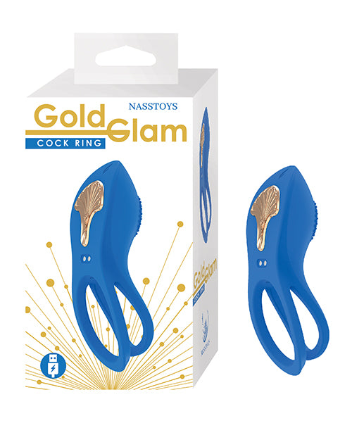 Nasstoys Gold Glam Vibrating Cock Ring, 10 Functions – Blue