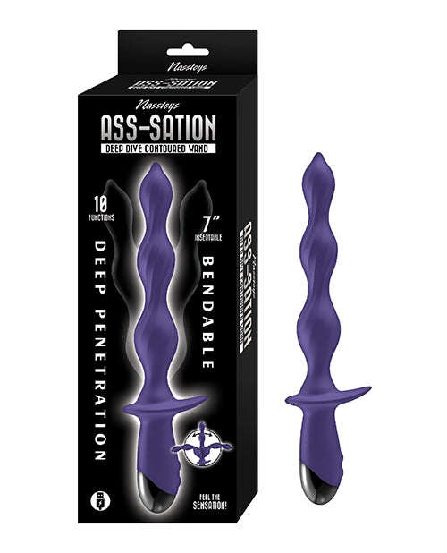 Nasstoys Ass-Sation Deep Dive Contoured Wand, Purple Silicone Vibrator